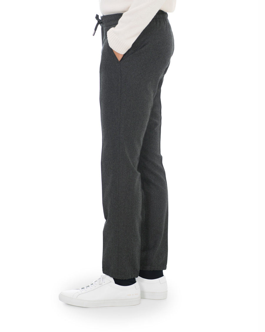 Herre | Bukser | Z Zegna | Slim Fit Drawstring Flannel Trousers Charcoal