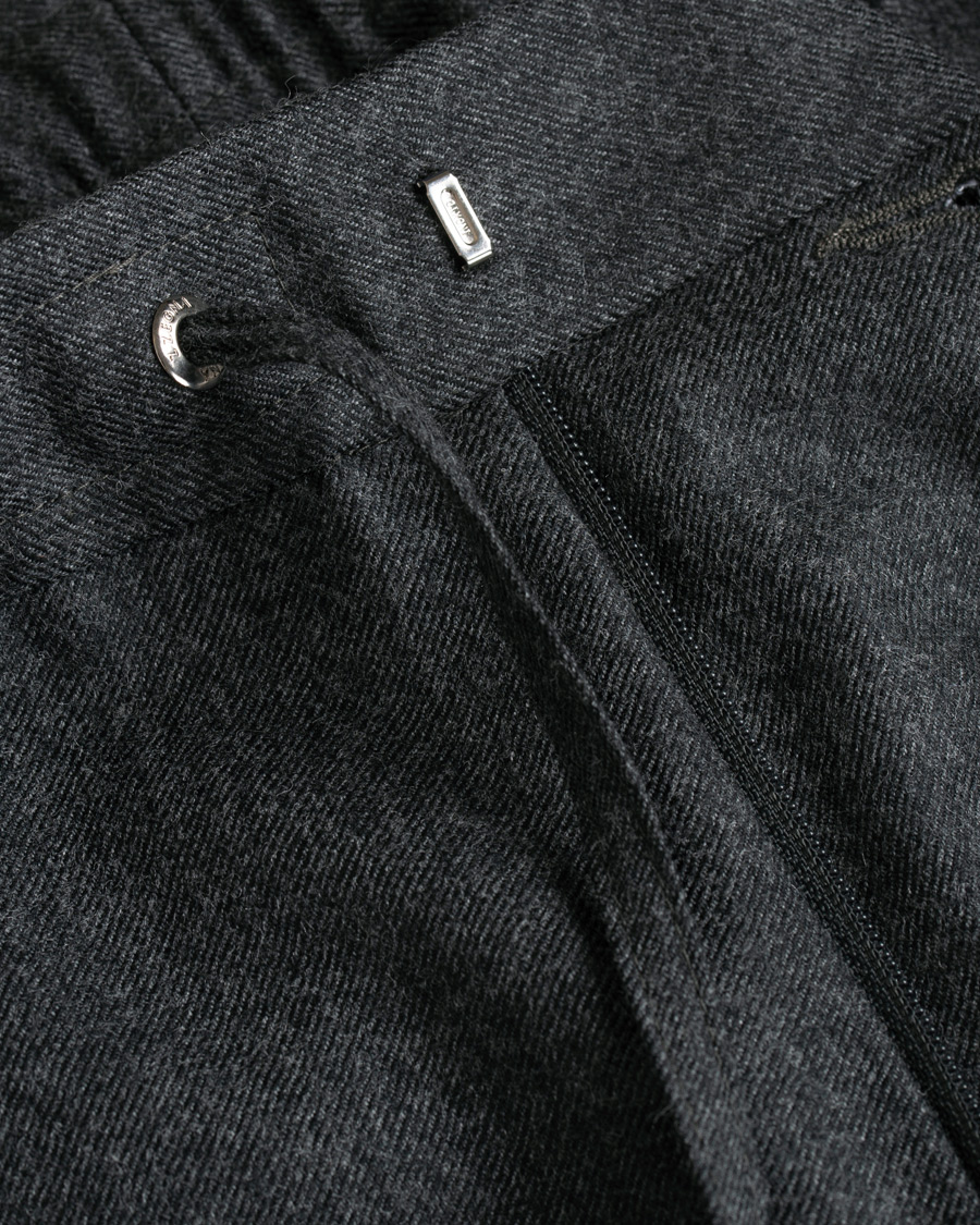 Herre | Bukser | Z Zegna | Slim Fit Drawstring Flannel Trousers Charcoal