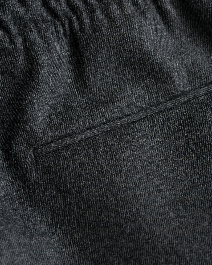 Herre | Bukser | Z Zegna | Slim Fit Drawstring Flannel Trousers Charcoal