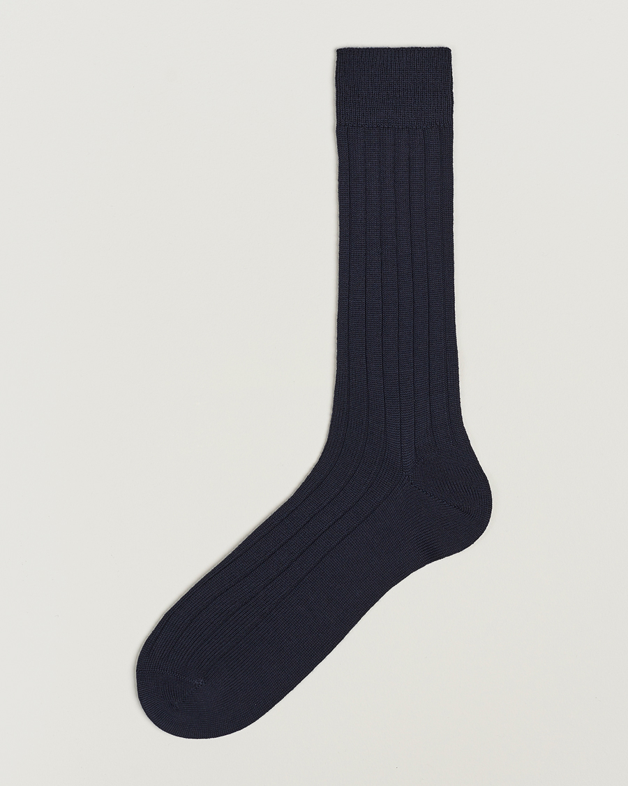 Herre | Undertøy | Bresciani | Wool/Nylon Heavy Ribbed Socks Navy