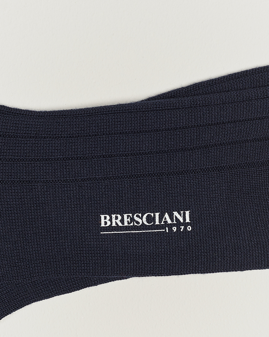 Herre | Undertøy | Bresciani | Wool/Nylon Heavy Ribbed Socks Navy