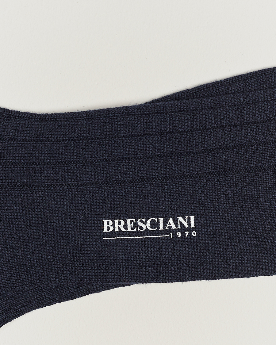 Herre |  | Bresciani | Wool/Nylon Heavy Ribbed Socks Navy