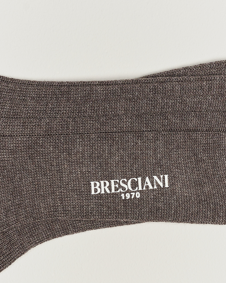 Herre | Undertøy | Bresciani | Wool/Nylon Heavy Ribbed Socks Taupe