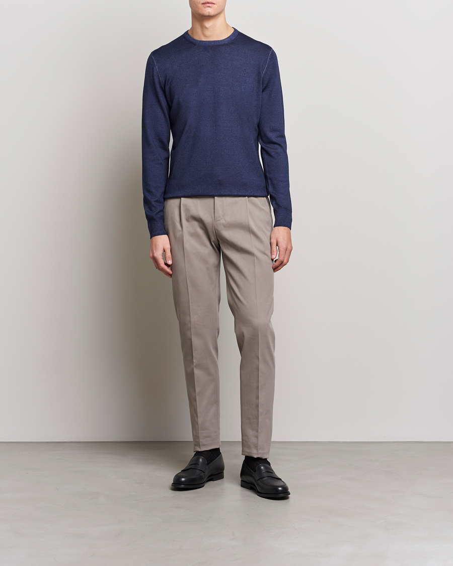 Herre | Gensere | Gran Sasso | Vintage Merino Fashion Fit Crew Neck Pullover Navy