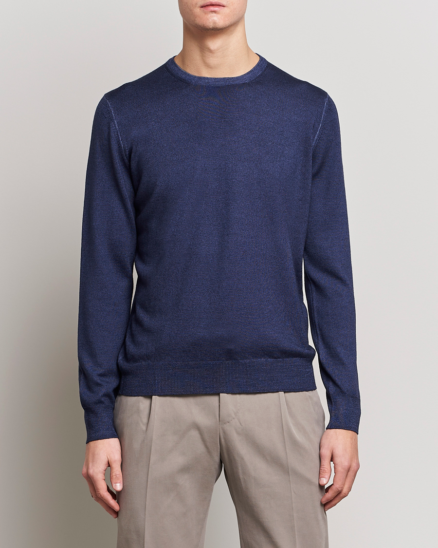 Herre |  | Gran Sasso | Vintage Merino Fashion Fit Crew Neck Pullover Navy