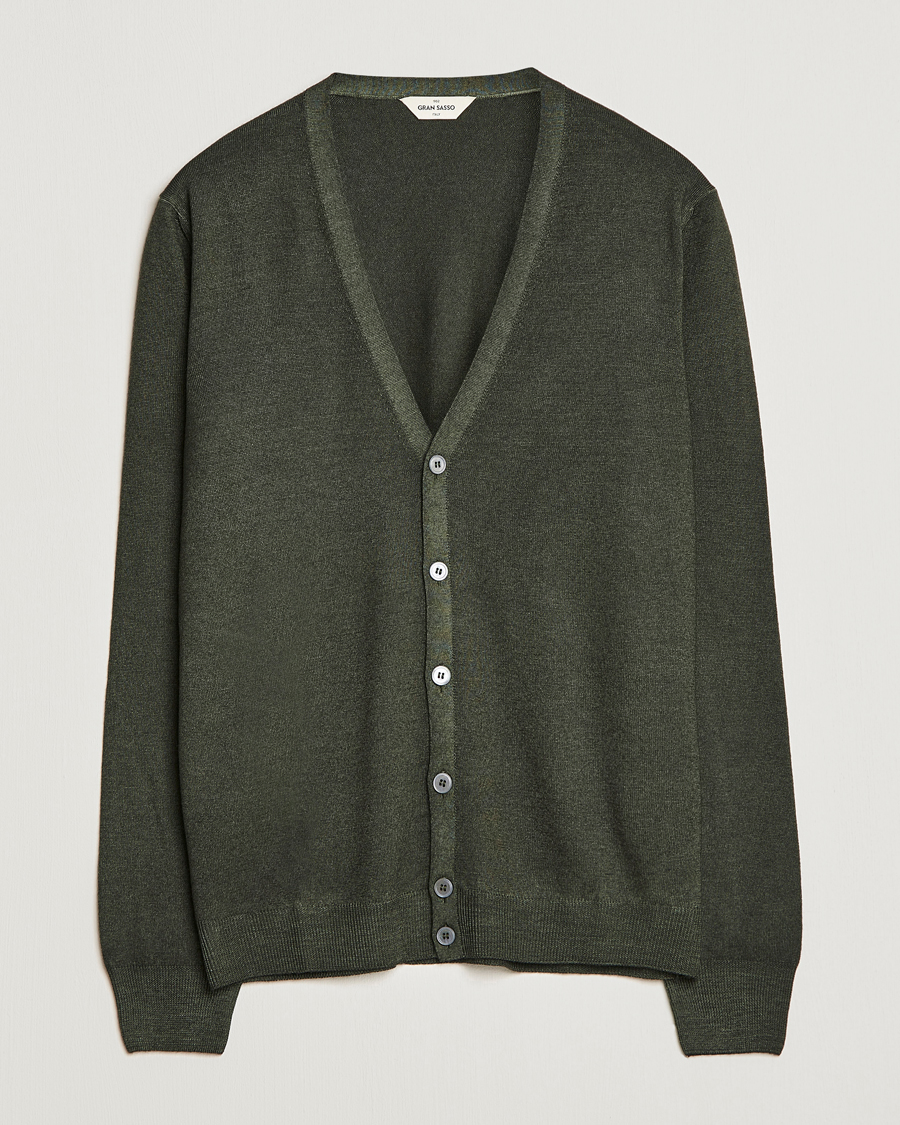 Herre | Gensere | Gran Sasso | Vintage Merino Fashion Fit Cardigan Green