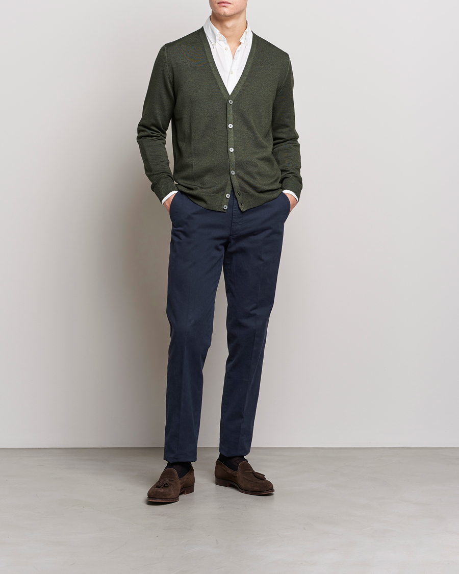 Herre | Gensere | Gran Sasso | Vintage Merino Fashion Fit Cardigan Green
