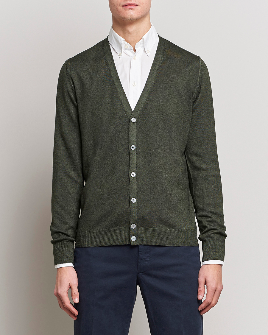 Herre | Gensere | Gran Sasso | Vintage Merino Fashion Fit Cardigan Green