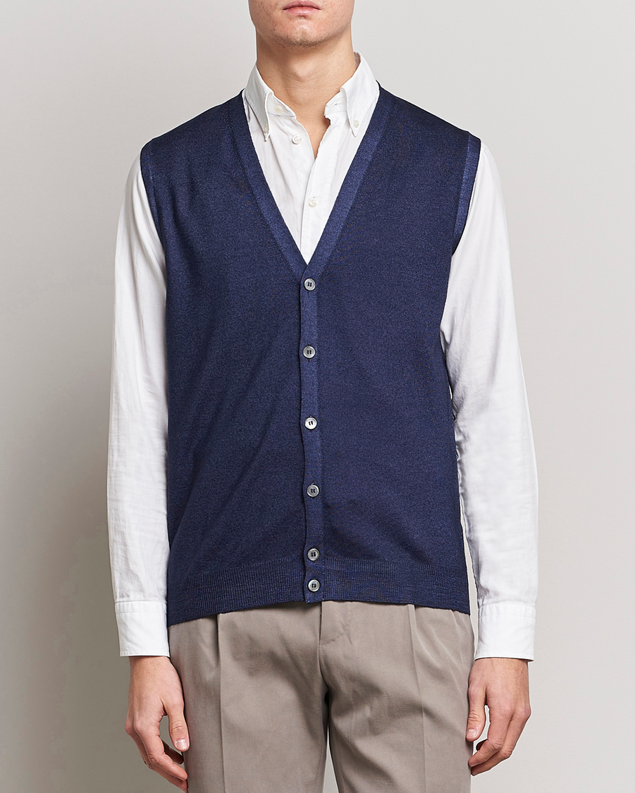 Herre | Gensere | Gran Sasso | Vintage Merino Fashion Fit Slipover Navy