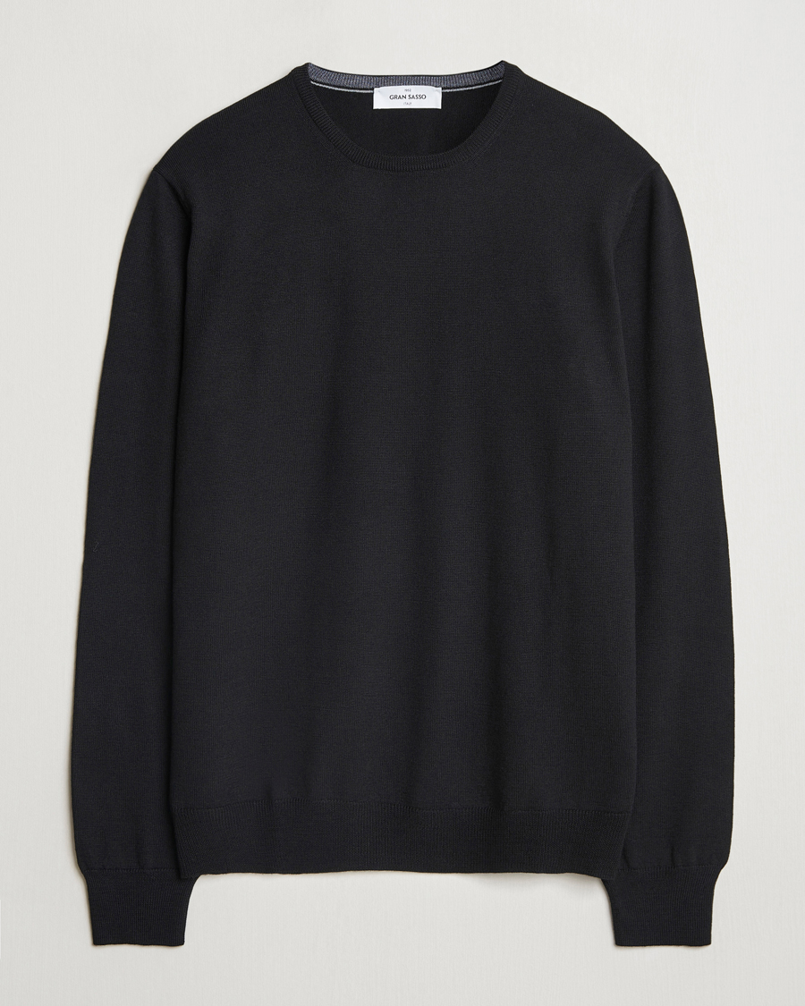Herre | Gensere | Gran Sasso | Merino Fashion Fit Crew Neck Pullover Black