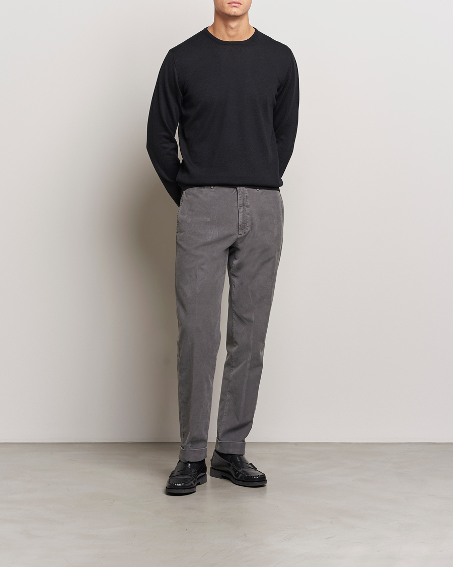 Herre | Gensere | Gran Sasso | Merino Fashion Fit Crew Neck Pullover Black