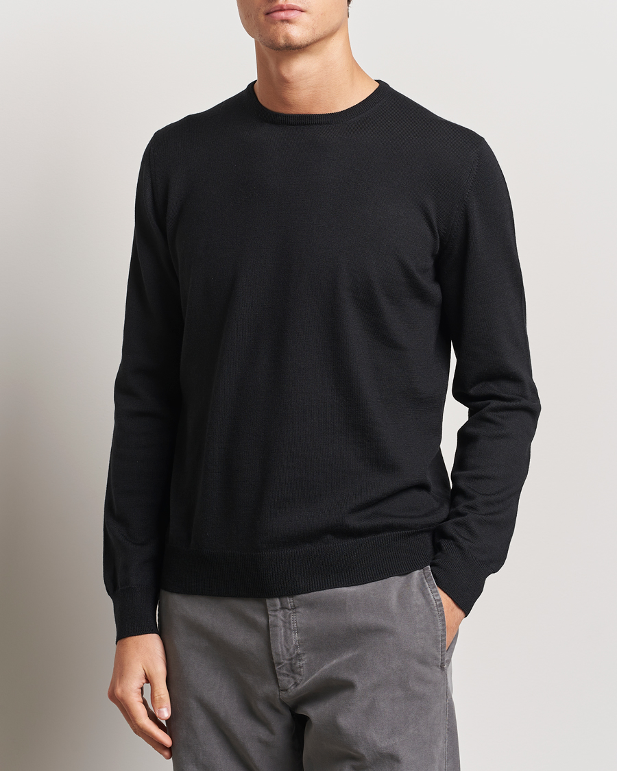 Herre | Gensere | Gran Sasso | Merino Fashion Fit Crew Neck Pullover Black