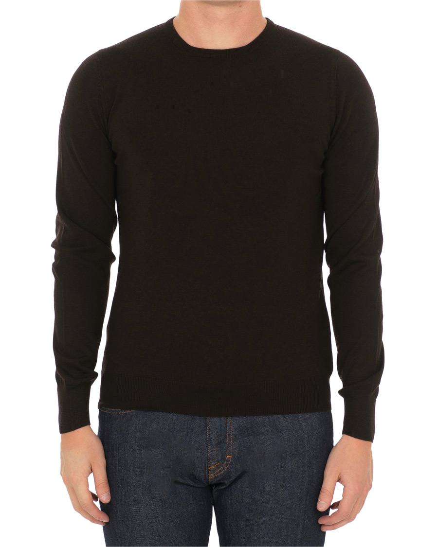 Herre | Gensere | Gran Sasso | Merino Fashion Fit Crew Neck Pullover Brown