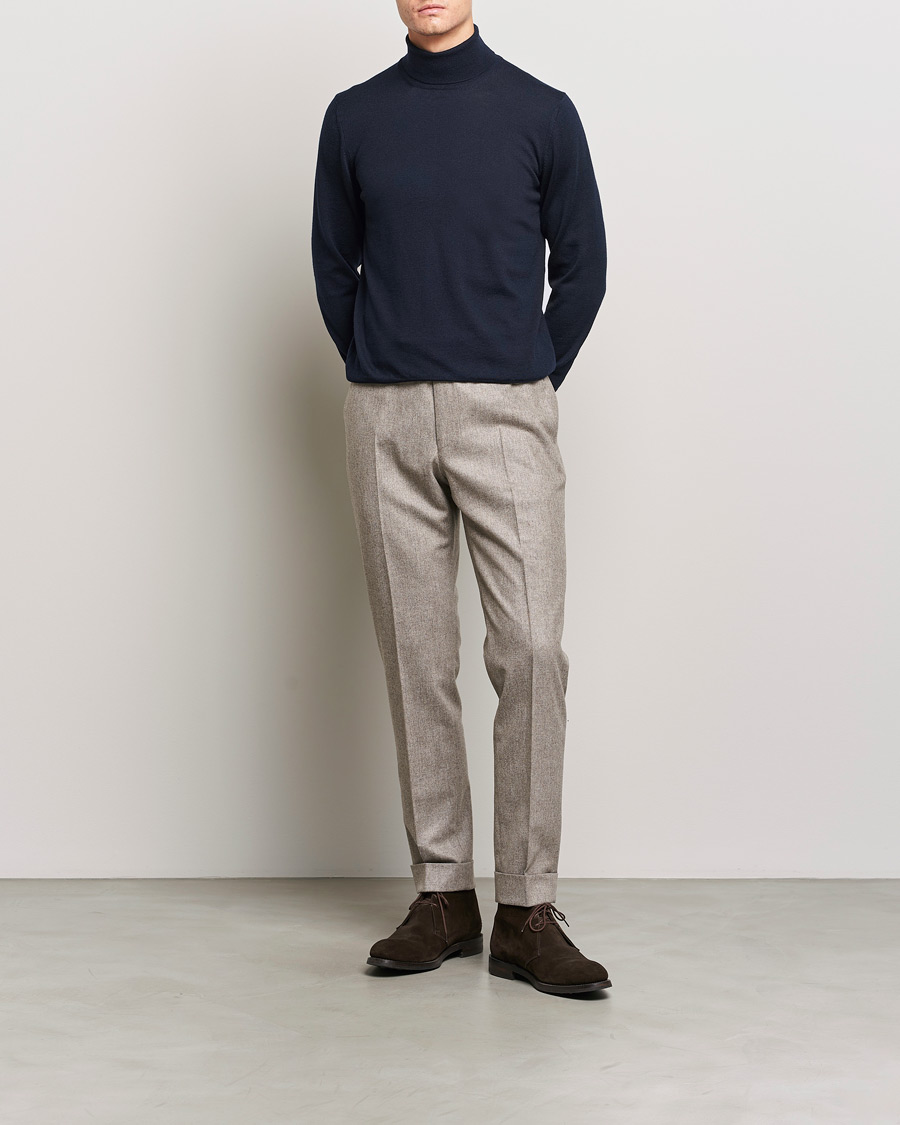 Herre | Gensere | Gran Sasso | Merino Fashion Fit Rollneck Navy