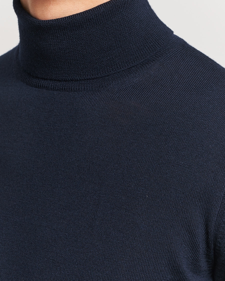 Herre | Gensere | Gran Sasso | Merino Fashion Fit Rollneck Navy