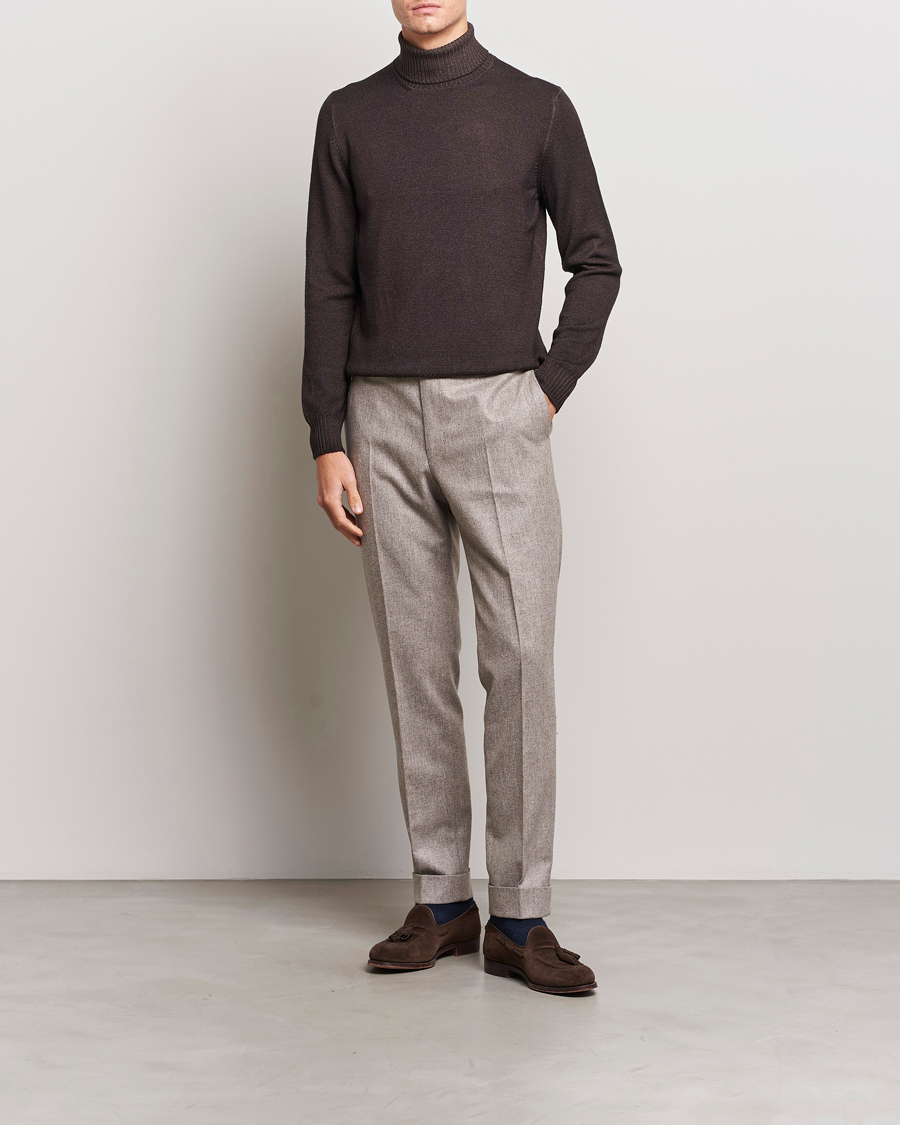 Herre | Gensere | Gran Sasso | Vintage Merino Fashion Fit Polo Brown