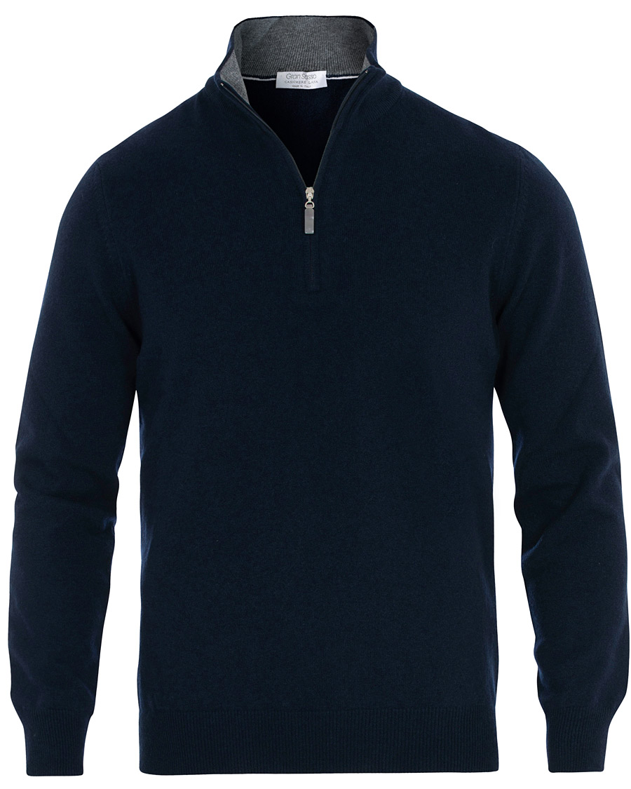 Herre | Gensere | Gran Sasso | Wool/Cashmere Half Zip Navy