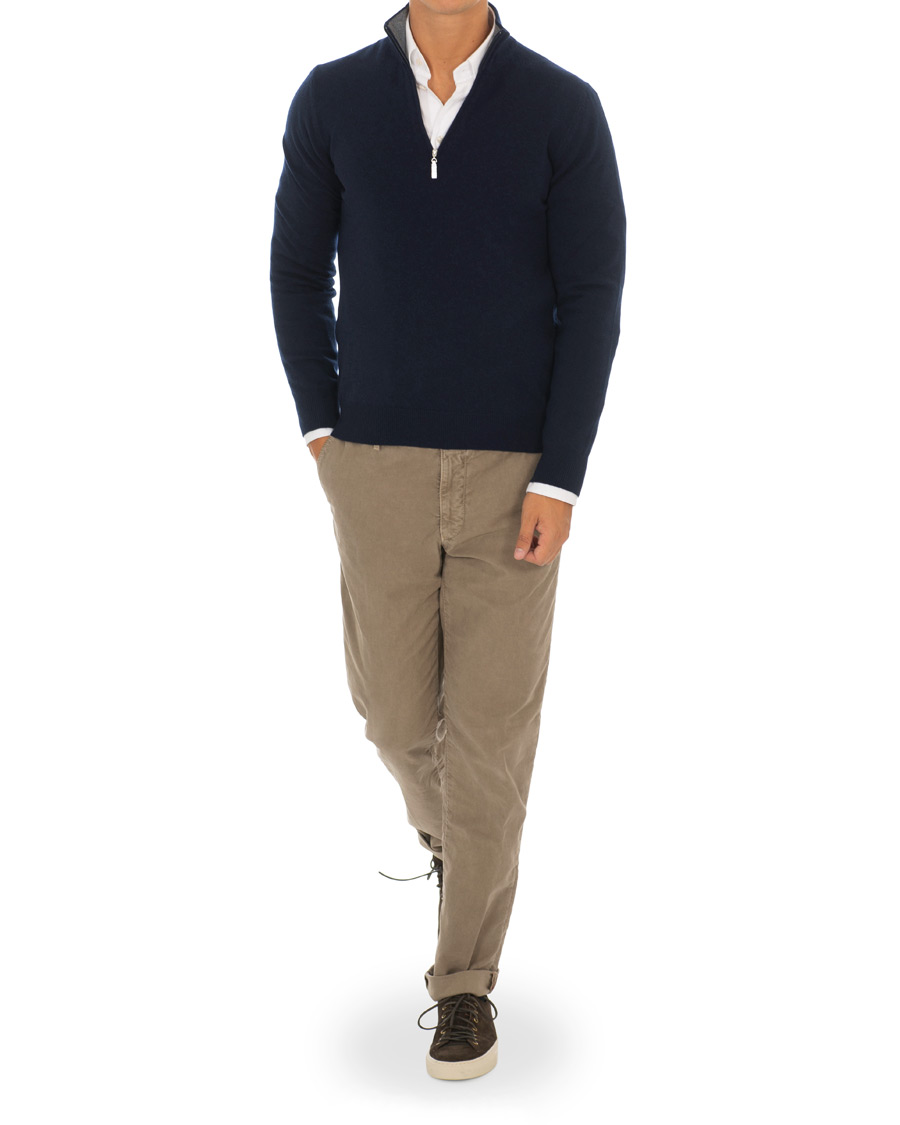 Herre | Gensere | Gran Sasso | Wool/Cashmere Half Zip Navy