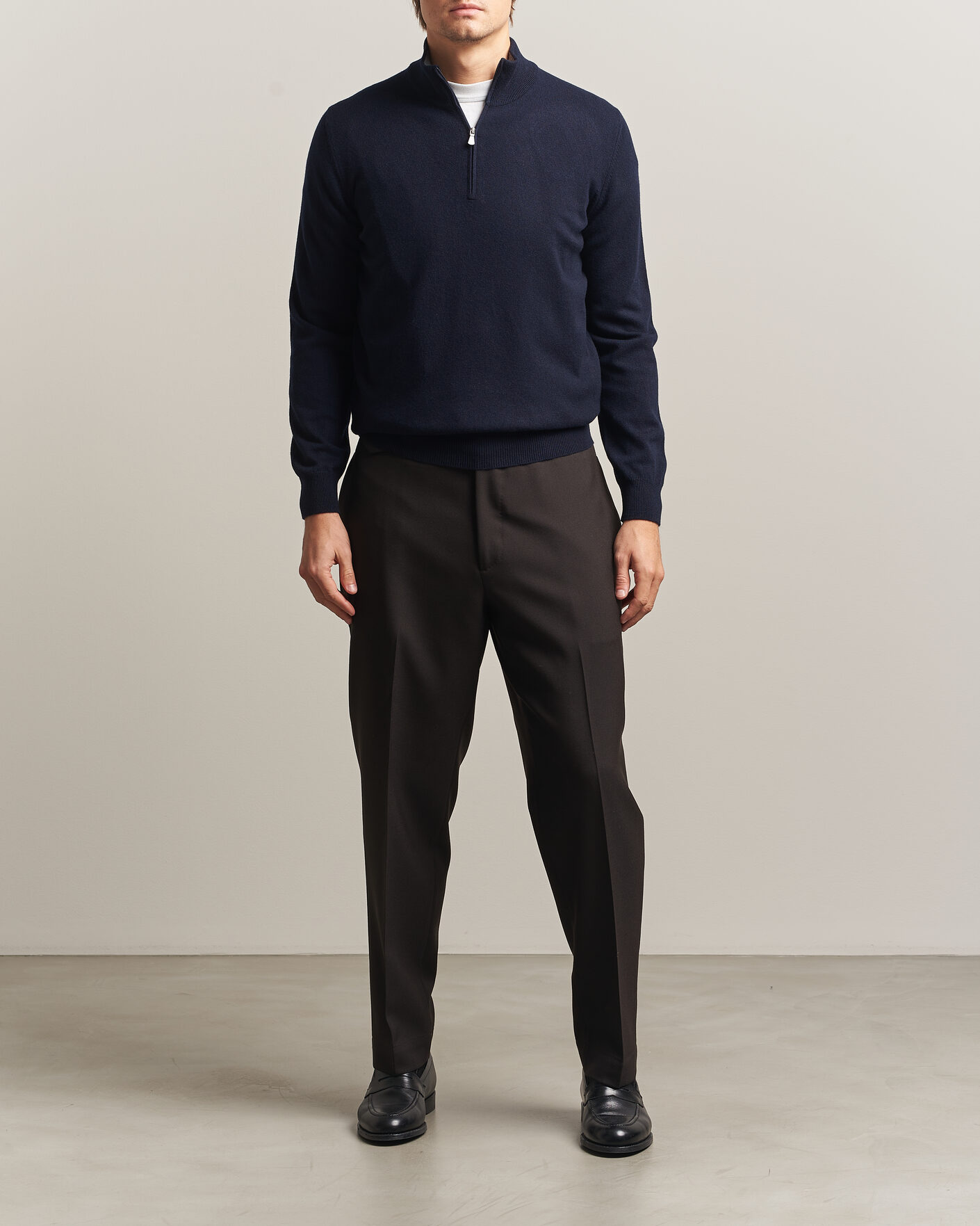 Herre | Gensere | Gran Sasso | Wool/Cashmere Half Zip Navy