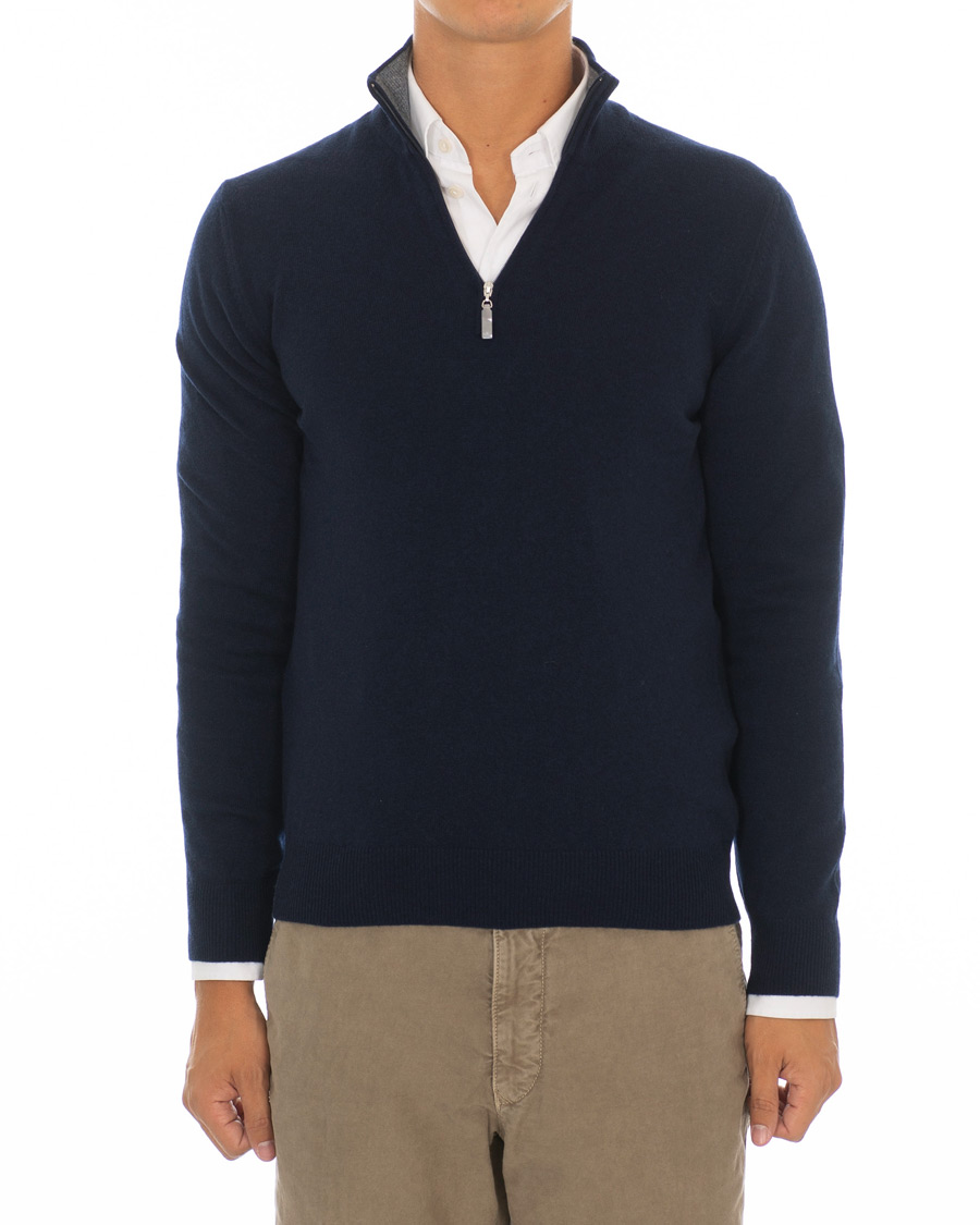 Herre | Gensere | Gran Sasso | Wool/Cashmere Half Zip Navy