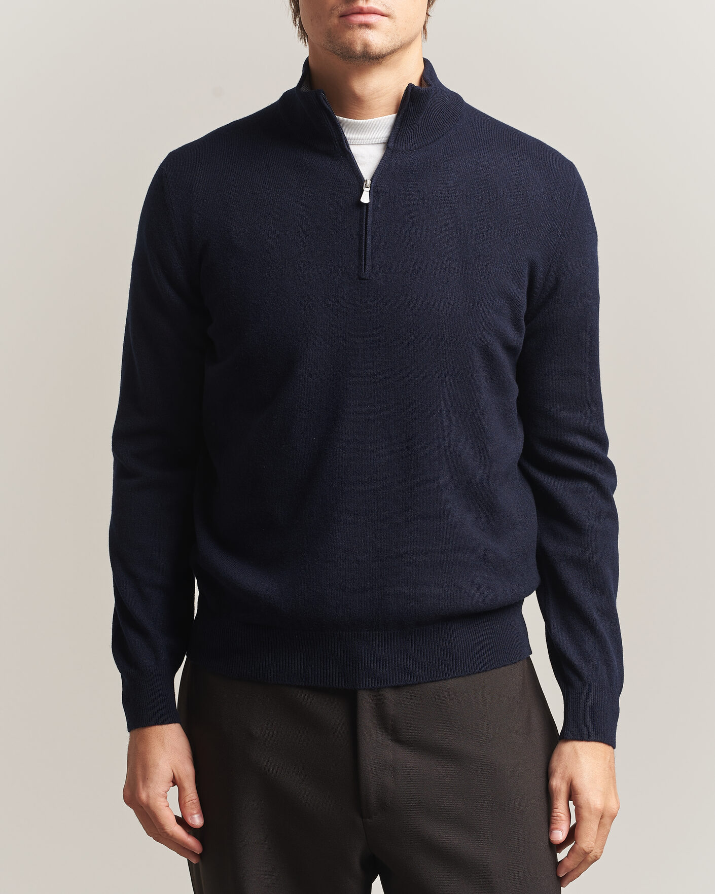 Herre | Gensere | Gran Sasso | Wool/Cashmere Half Zip Navy