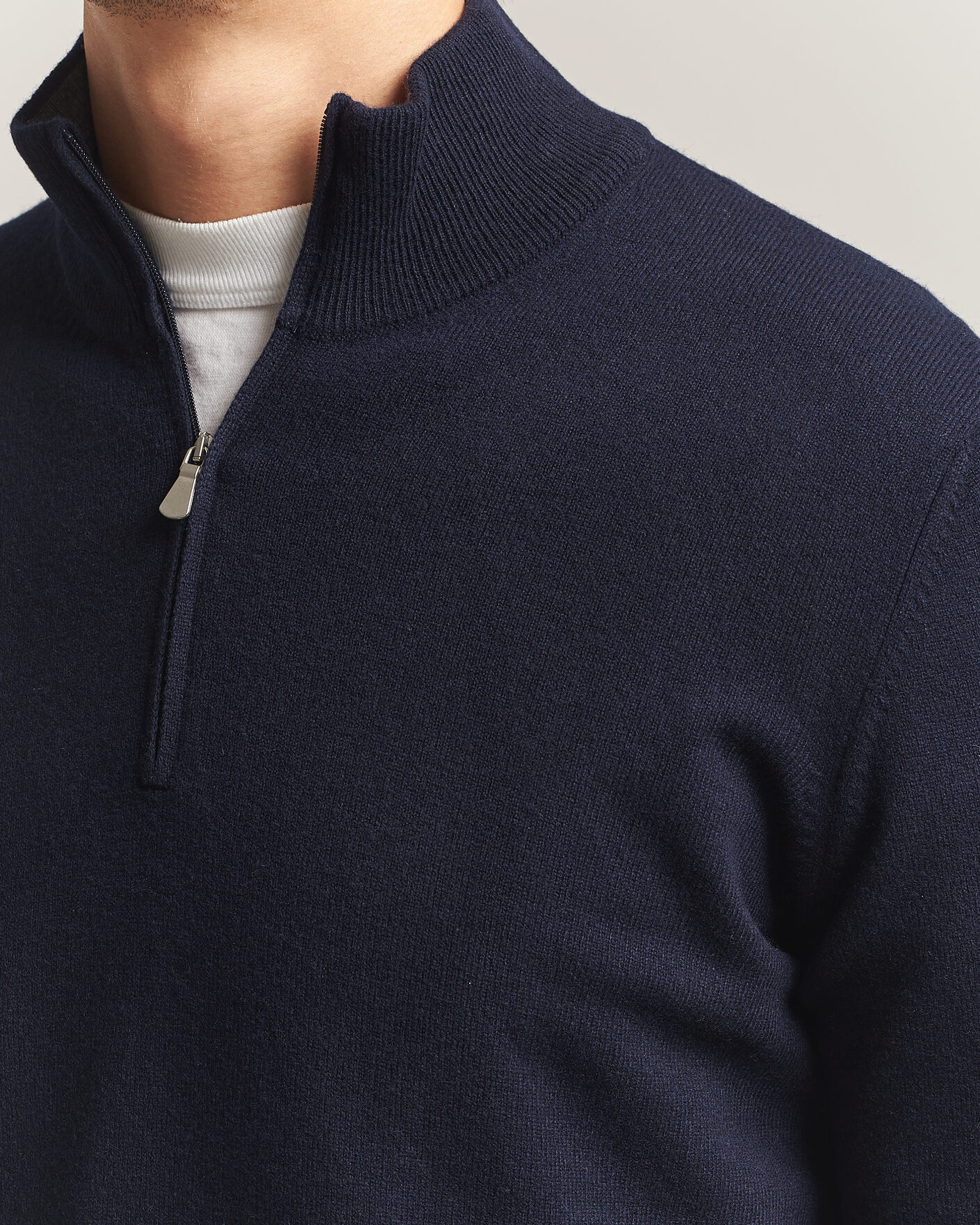 Herre | Gensere | Gran Sasso | Wool/Cashmere Half Zip Navy