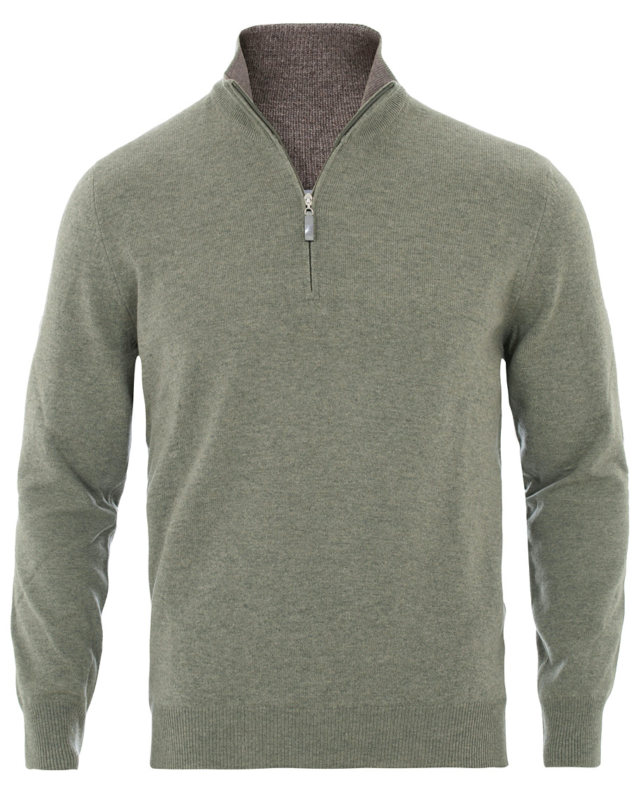 Herre | Gensere | Gran Sasso | Wool/Cashmere Half Zip Green