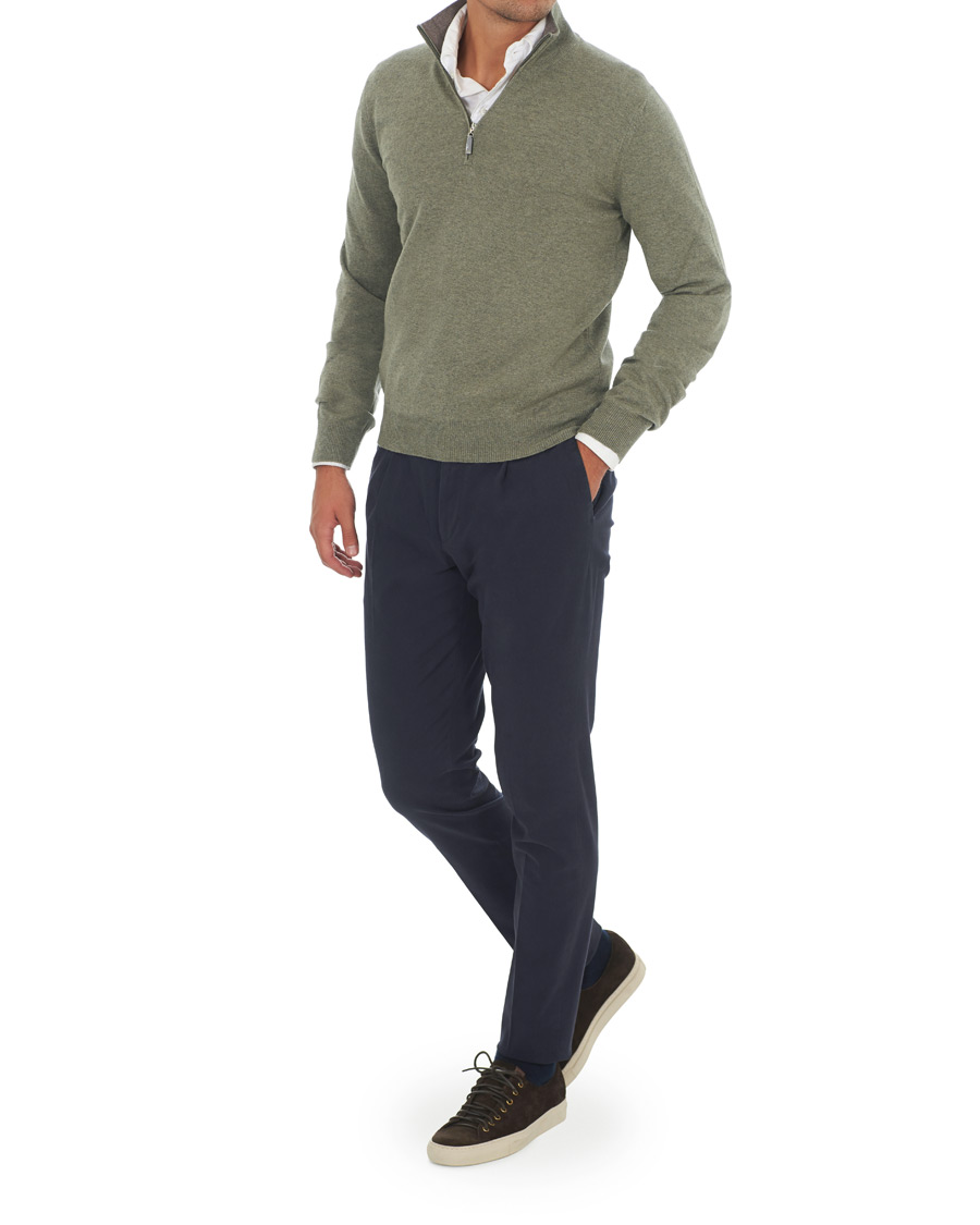Herre | Gensere | Gran Sasso | Wool/Cashmere Half Zip Green