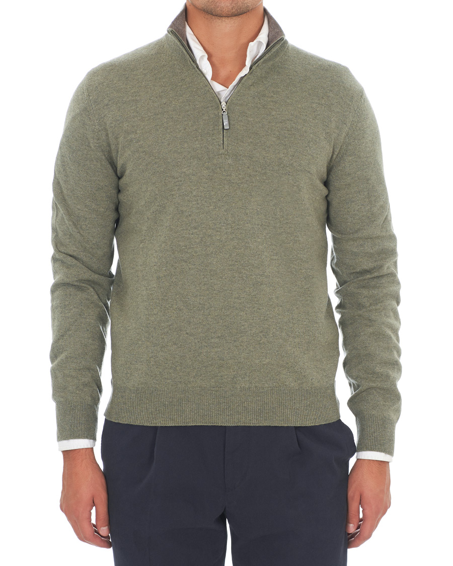 Herre | Gensere | Gran Sasso | Wool/Cashmere Half Zip Green