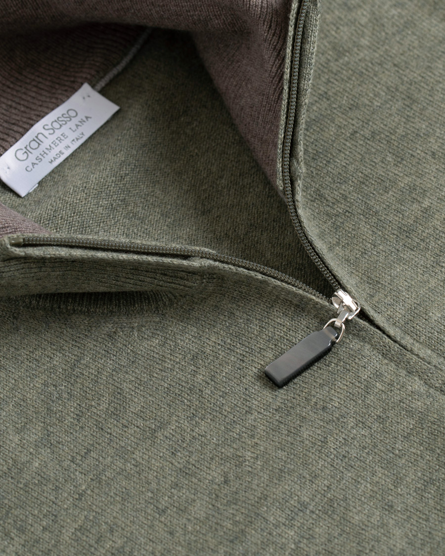 Herre | Gensere | Gran Sasso | Wool/Cashmere Half Zip Green