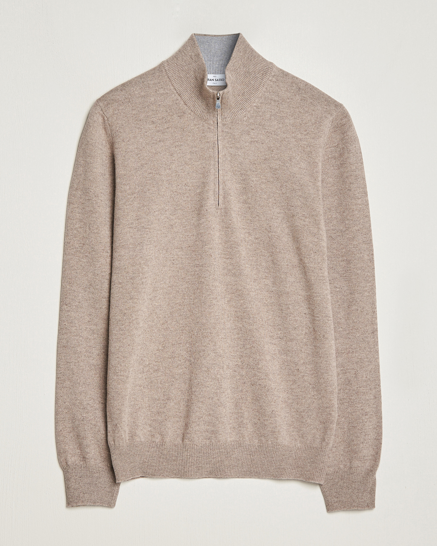 Herre | | Gran Sasso | Wool/Cashmere Half Zip Beige