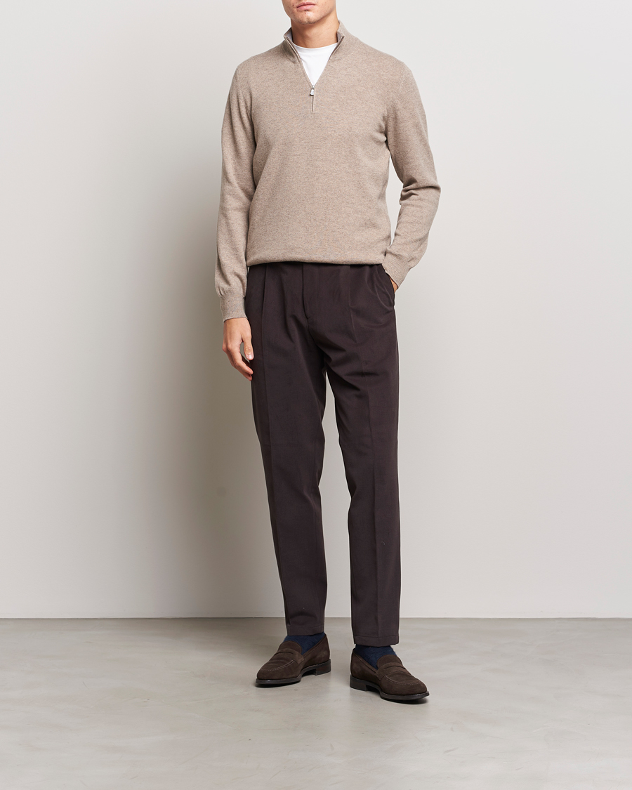 Herre | Gensere | Gran Sasso | Wool/Cashmere Half Zip Beige