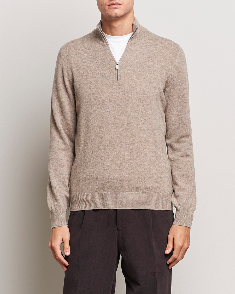 Herre | | Gran Sasso | Wool/Cashmere Half Zip Beige