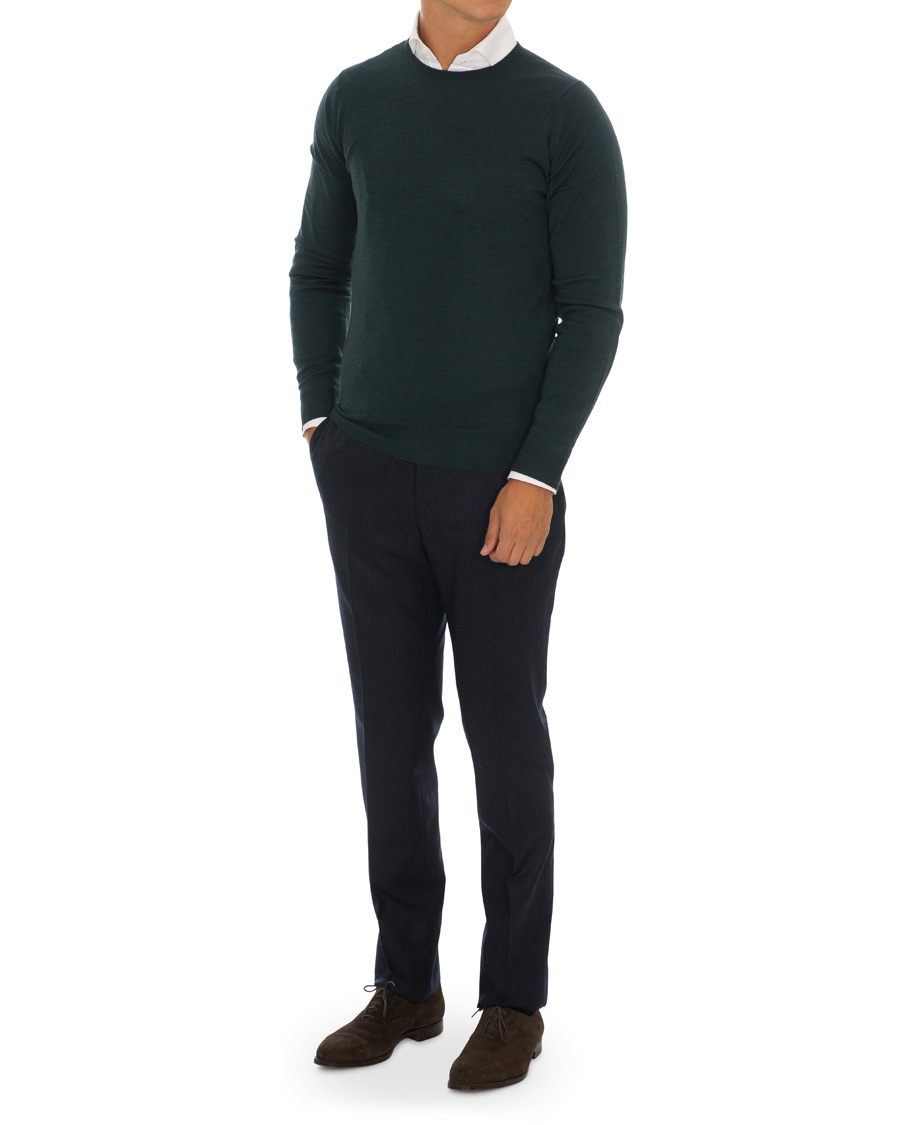 Herre | Gensere | John Smedley | Lundy Merino Crew Neck Pullover Racing Green