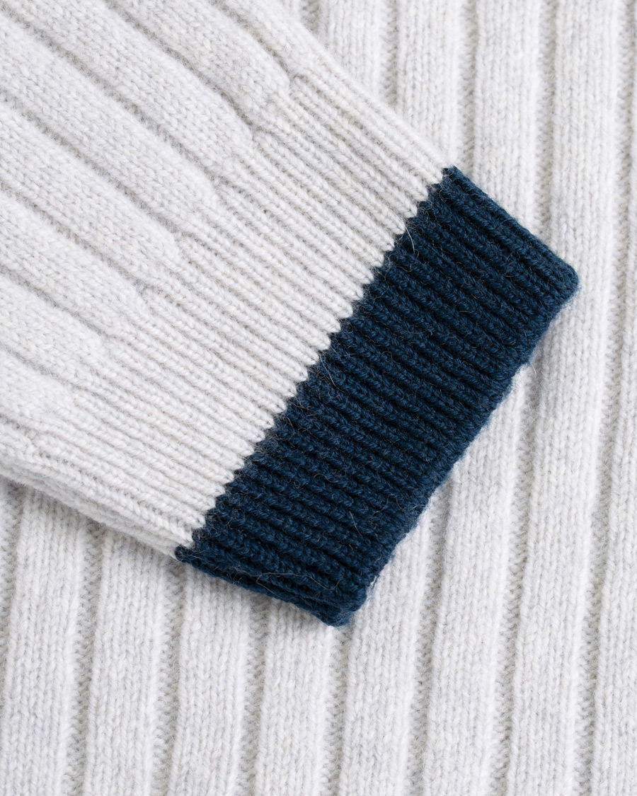 Herre | Gensere | John Smedley | Roman Wool/Cashmere Ribbed Roll Neck Soft Grey