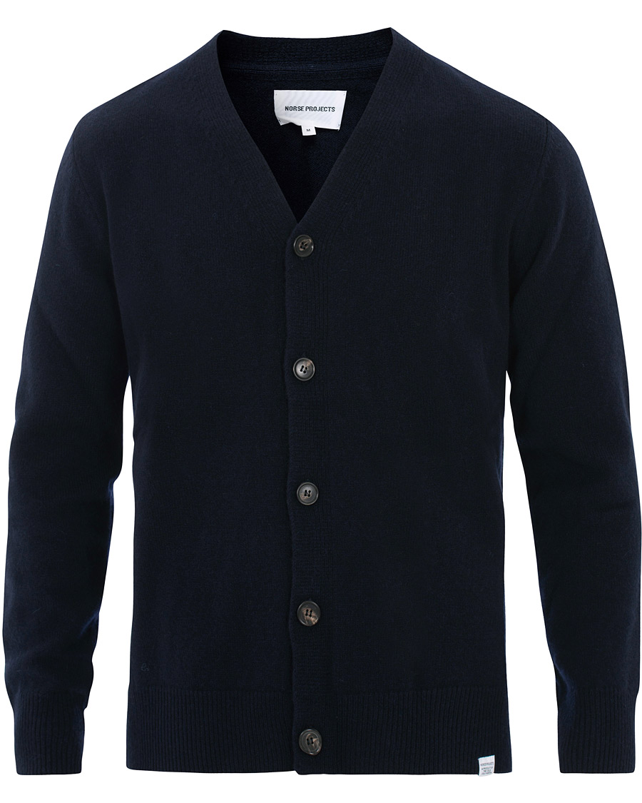 Herre | Gensere | Norse Projects | Adam Lambswool Cardigan Dark Navy