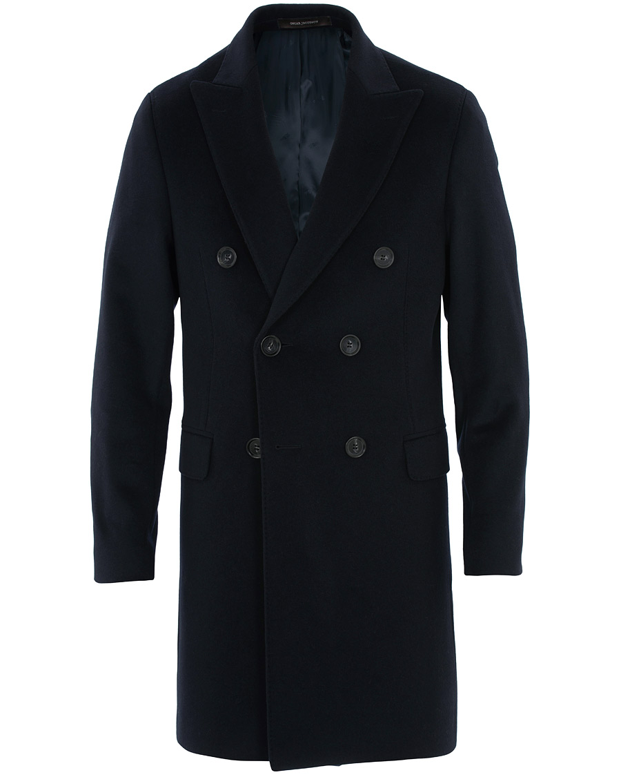 Herre | Jakker | Oscar Jacobson | Sebastian Wool/Cashmere Double Breasted Coat Navy
