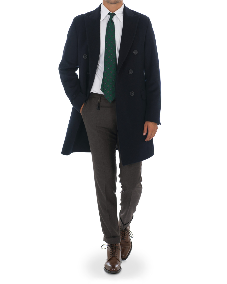 Herre | Jakker | Oscar Jacobson | Sebastian Wool/Cashmere Double Breasted Coat Navy