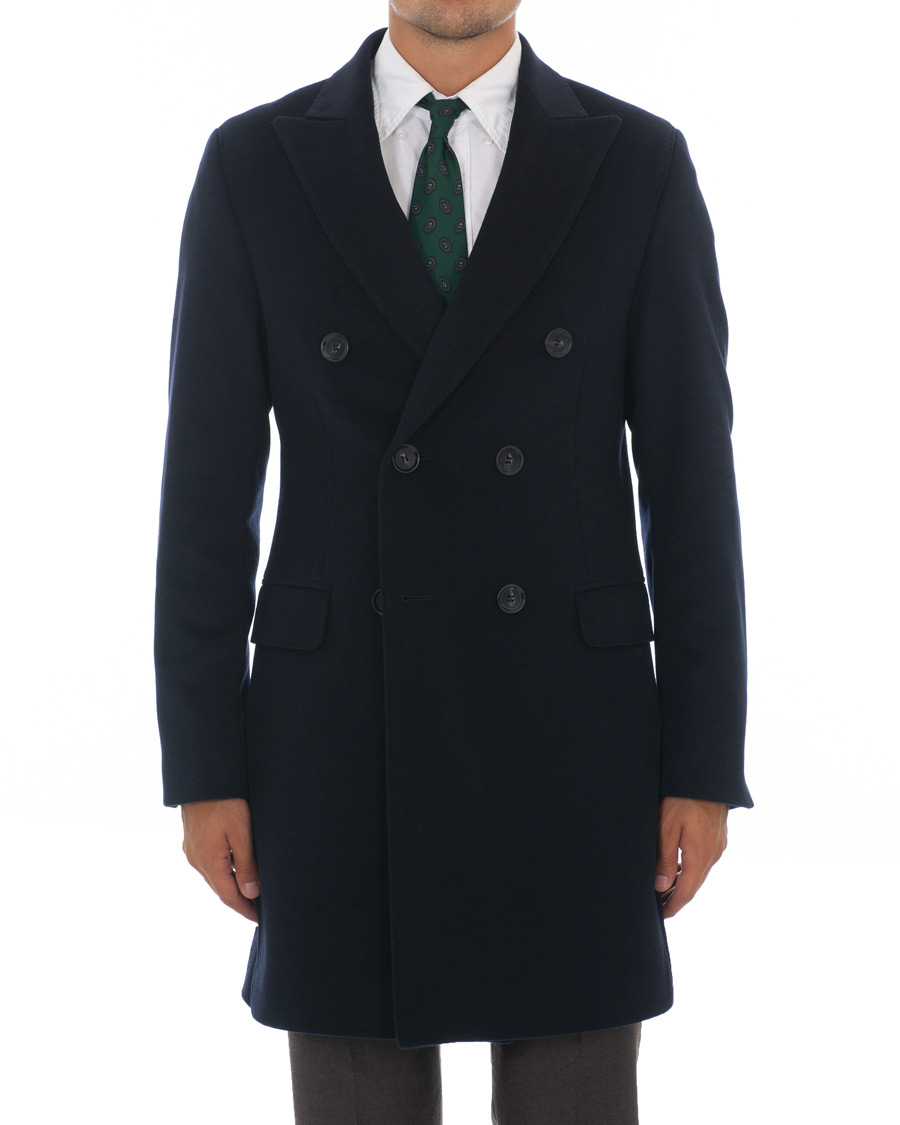 Herre | Jakker | Oscar Jacobson | Sebastian Wool/Cashmere Double Breasted Coat Navy