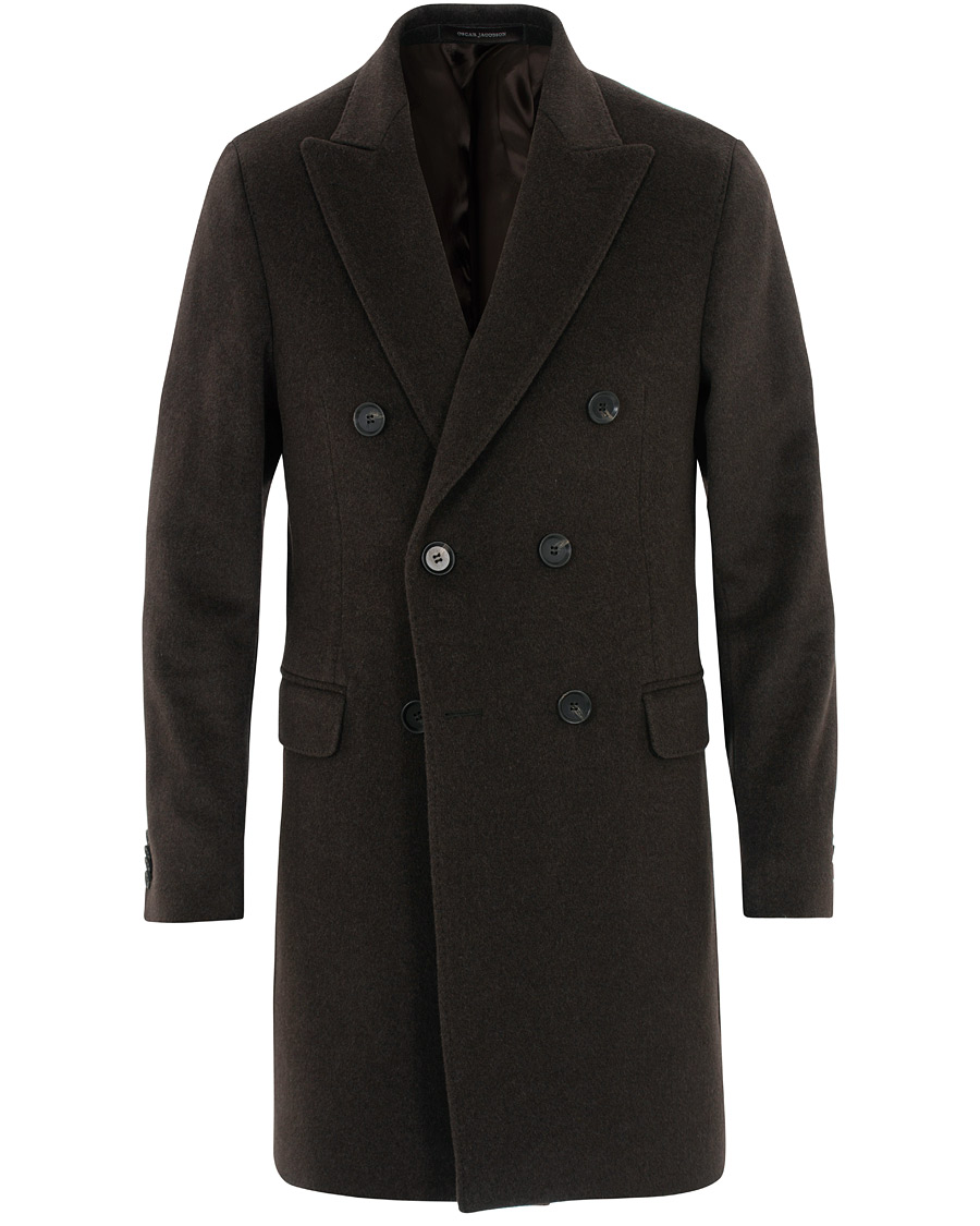 Herre | Jakker | Oscar Jacobson | Sebastian Wool/Cashmere Double Breasted Coat Brown