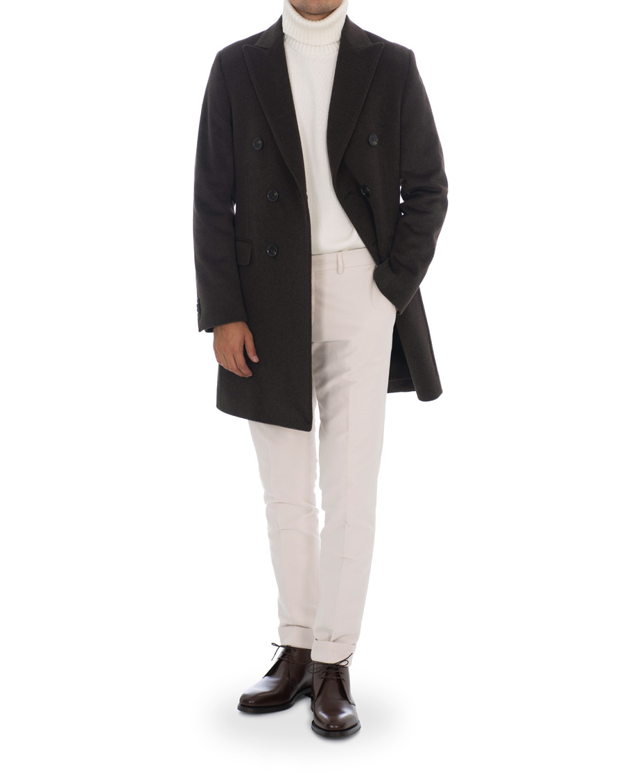 Herre | Jakker | Oscar Jacobson | Sebastian Wool/Cashmere Double Breasted Coat Brown