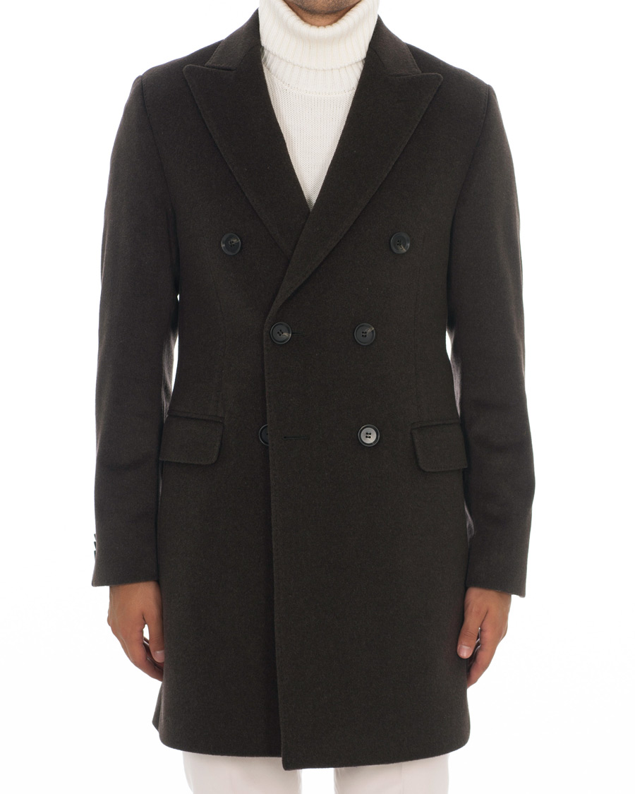 Herre | Jakker | Oscar Jacobson | Sebastian Wool/Cashmere Double Breasted Coat Brown