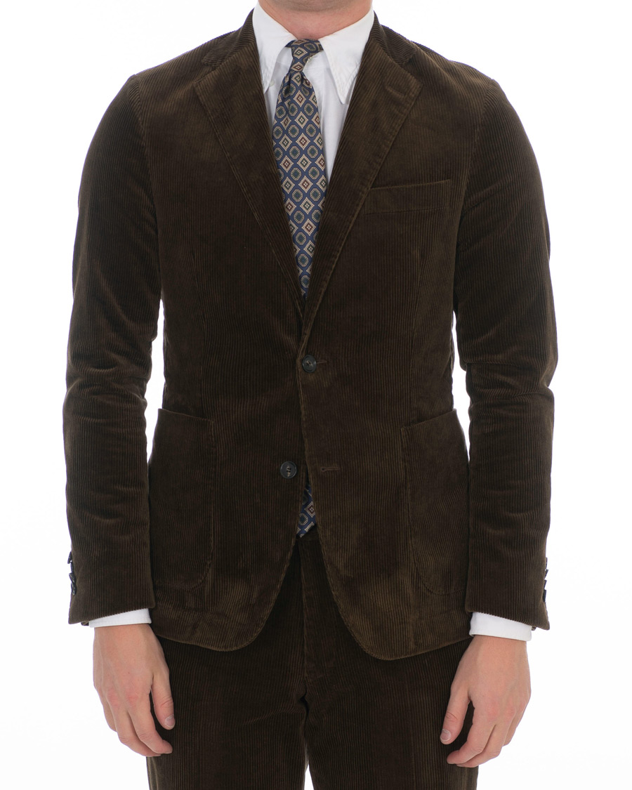 Herre | Dressjakker | Oscar Jacobson | Einar Patch Pocket Corduroy Blazer Tobacco