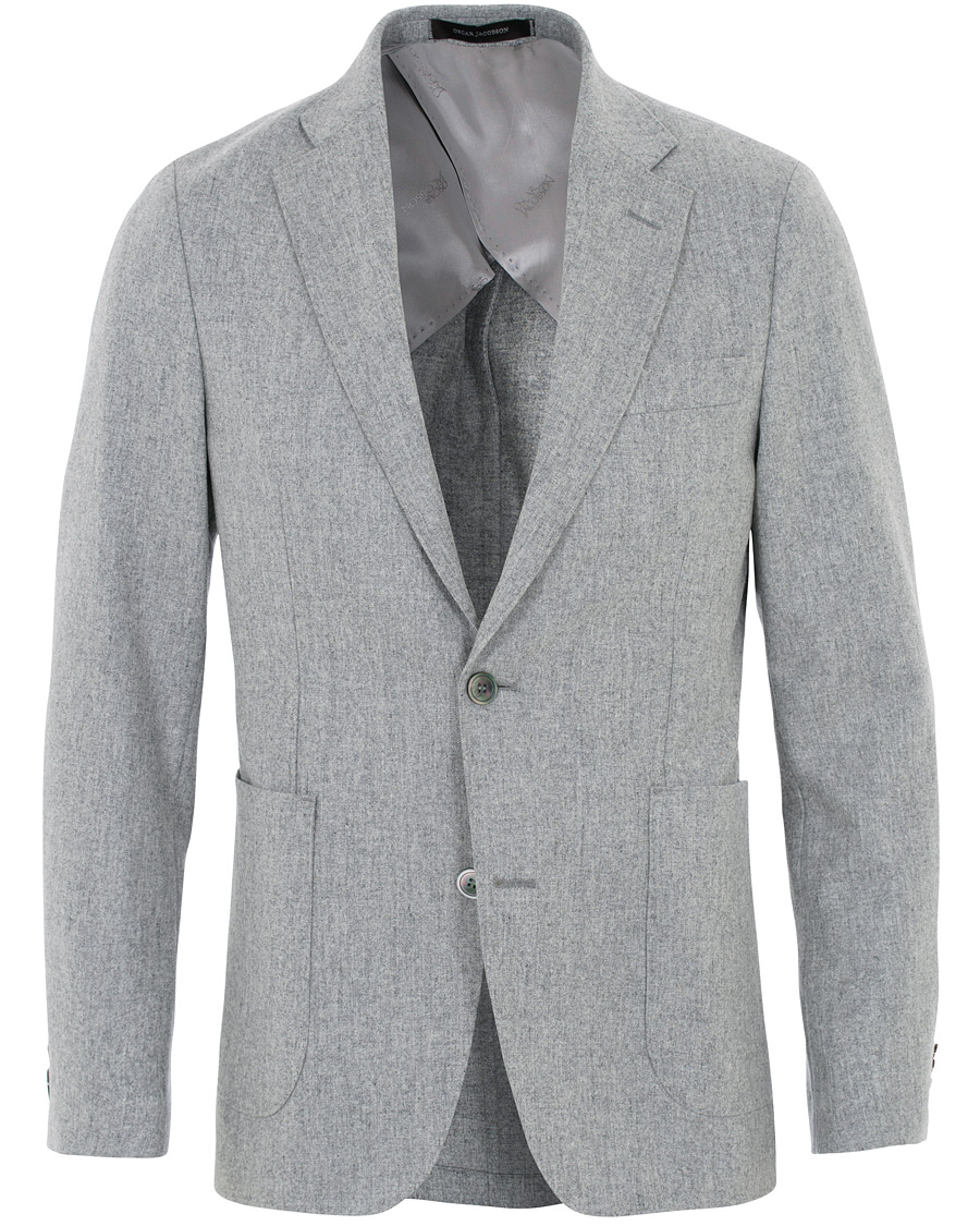 Herre | Dressjakker | Oscar Jacobson | Einar Patch Pocket Flannel Blazer Light Grey