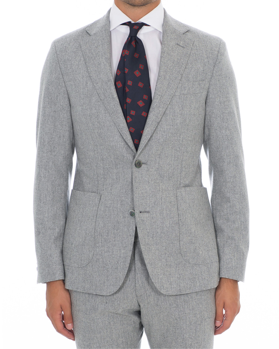 Herre | Dressjakker | Oscar Jacobson | Einar Patch Pocket Flannel Blazer Light Grey