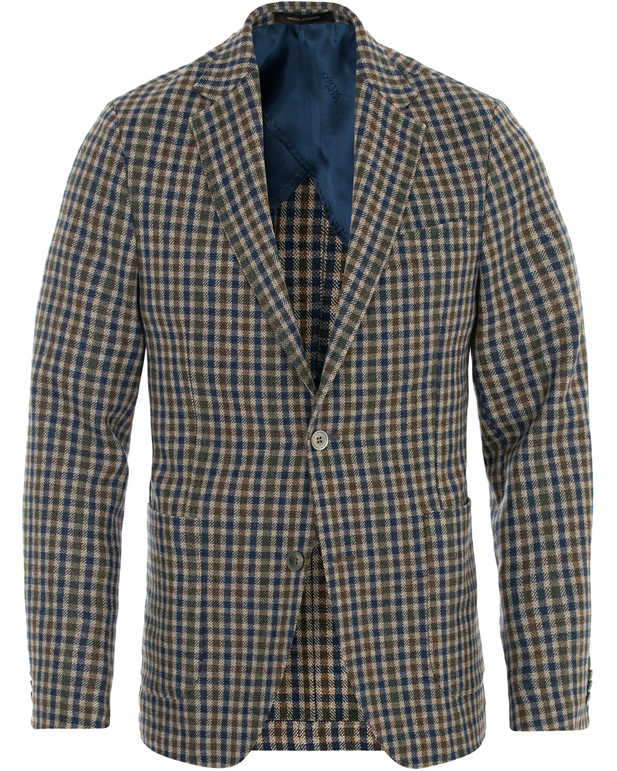 Herre | Dressjakker | Oscar Jacobson | Einar Checked Patch Pocket Blazer Beige
