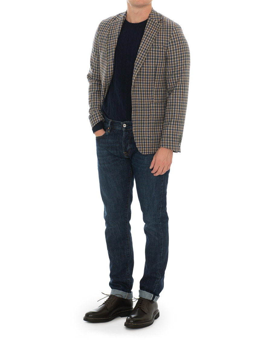 Herre | Dressjakker | Oscar Jacobson | Einar Checked Patch Pocket Blazer Beige