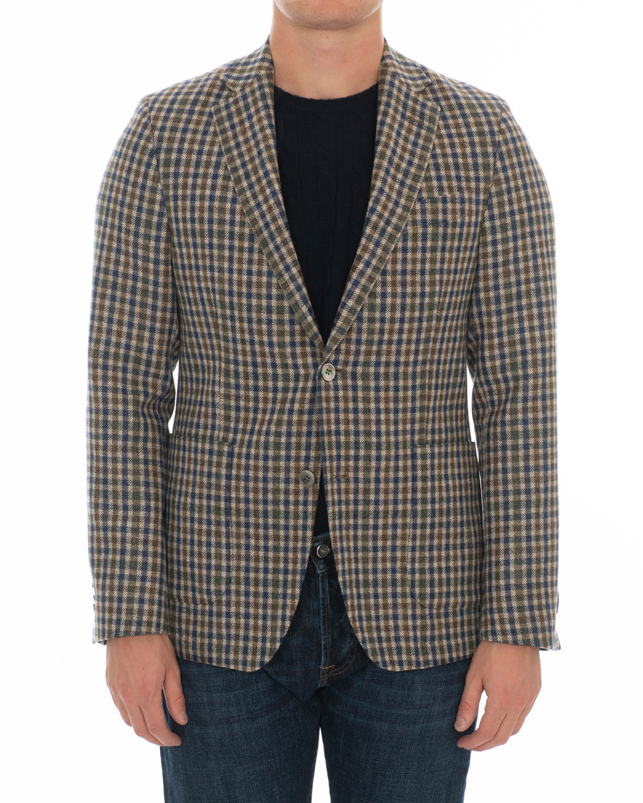 Herre | Dressjakker | Oscar Jacobson | Einar Checked Patch Pocket Blazer Beige