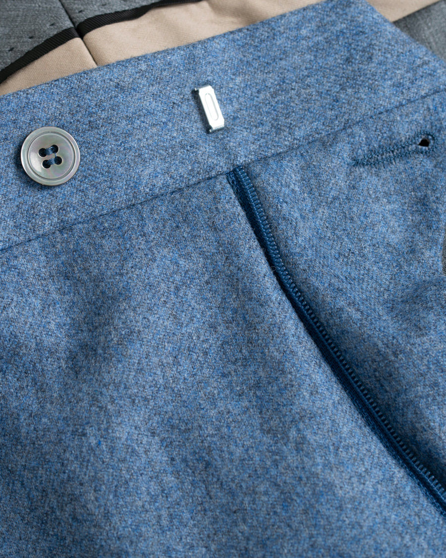 Herre | Bukser | Oscar Jacobson | Dean Turn Up Flannel Trousers Light Blue