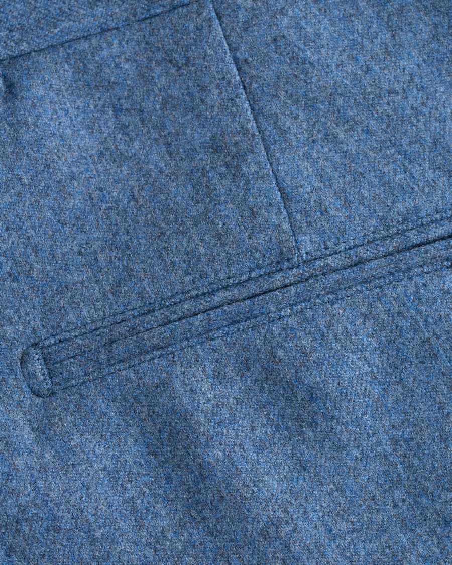 Herre | Bukser | Oscar Jacobson | Dean Turn Up Flannel Trousers Light Blue